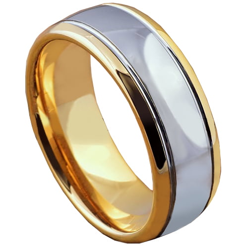 Tungsten Classic Traditional Wedding Engagement Bridal Band Step Edge Dome Ring 